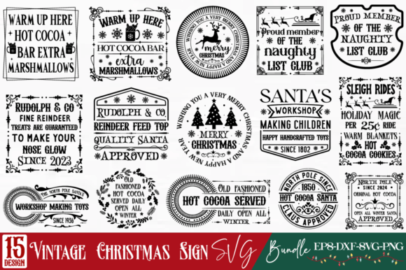 Download Vintage Christmas Sign SVG Bundle - Premium Resources